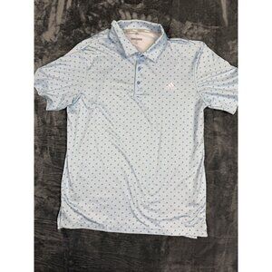 Adidas Mens Golf Polo Shirt Blue Triangle Print Size Large